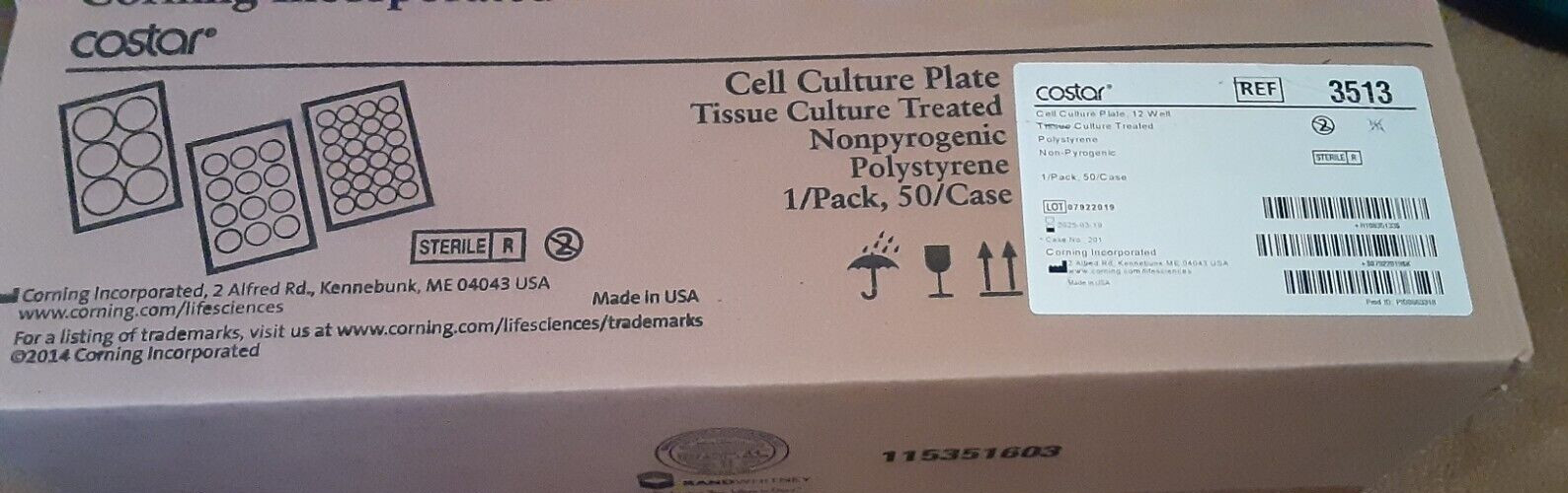 CORNING COSTAR 12 well/CELL CULTURE PLATES (50 sealed) 3513 Exp 2025-03-19