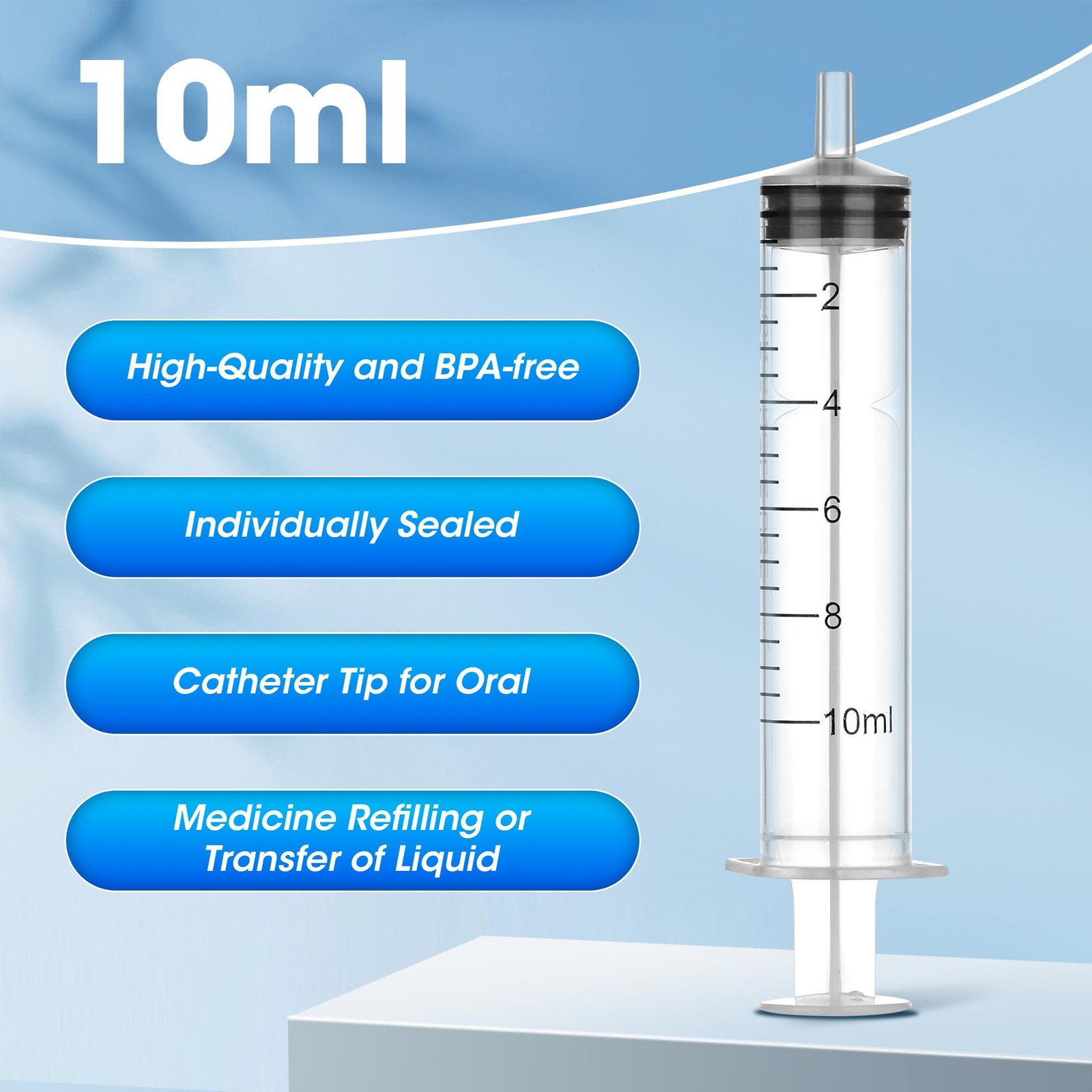 30 Pack 10 ml Syringe Without Needle, with Cap Transparent