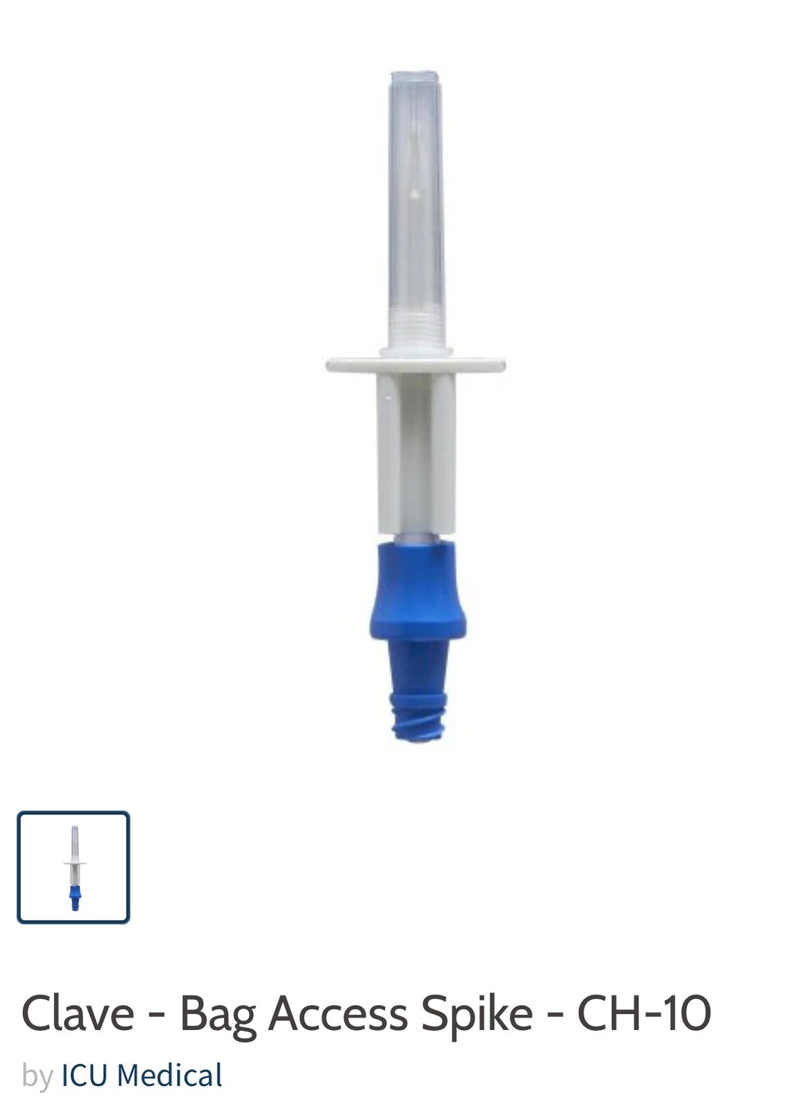 ICU Medical CH-10 ChemoClave™ Bag Spike