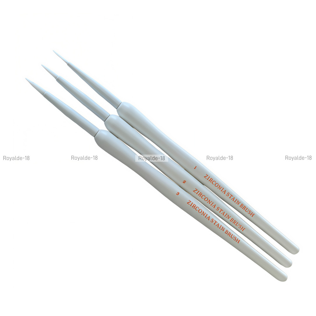 3x Zirconia Stain Brush Synthetic Hair Dental Denture Staining Brushes Pens Wood