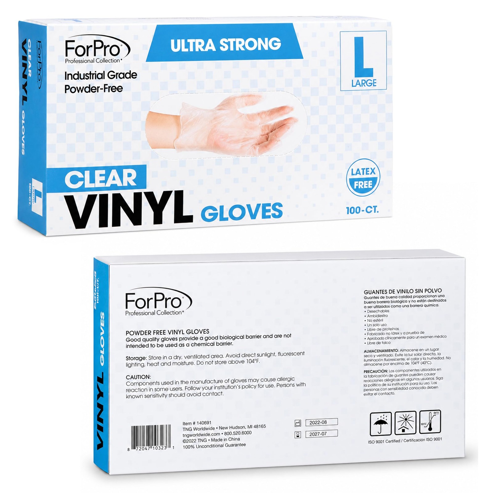ForPro Disposable Vinyl Gloves, Clear, Industrial Grade, Powder-Free, Latex-F…