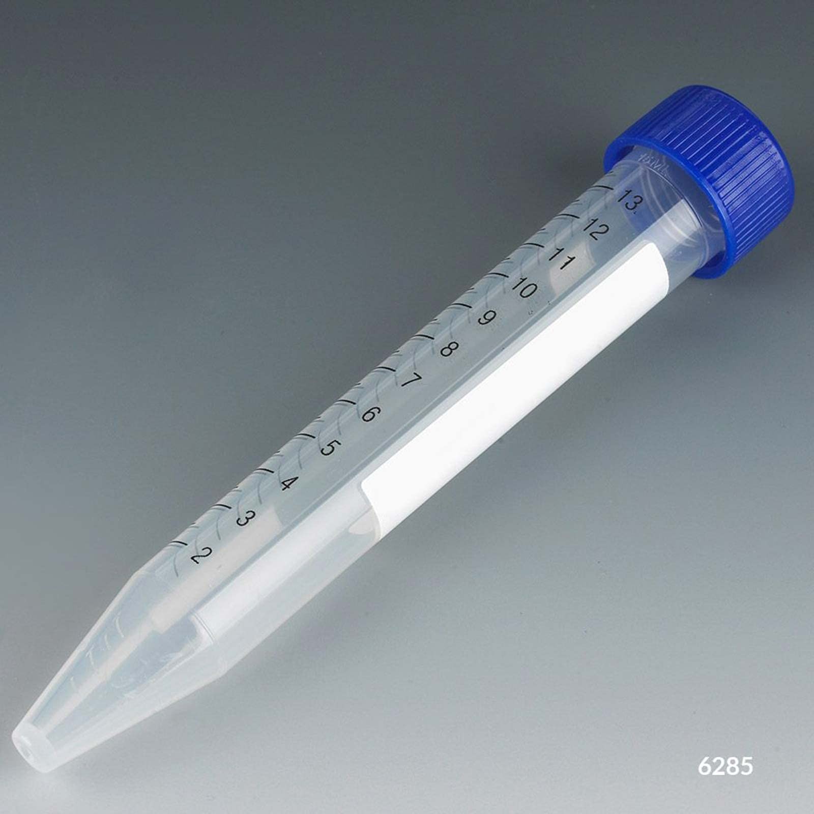 Globe Scientific 6285 Polypropylene Centrifuge Tube with Attached Blue Flat T…