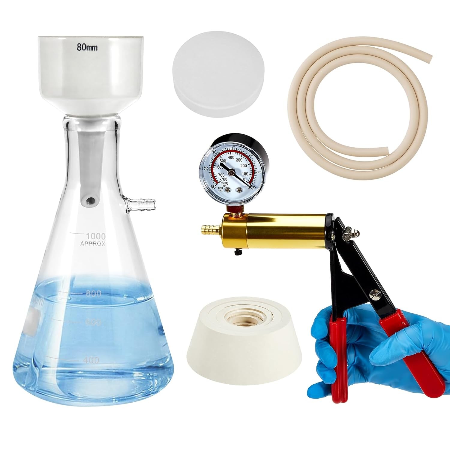 1000ml Lab Buchner Funnel Vacuum Filter Bottle Lab Vacuum Filtering with Pump