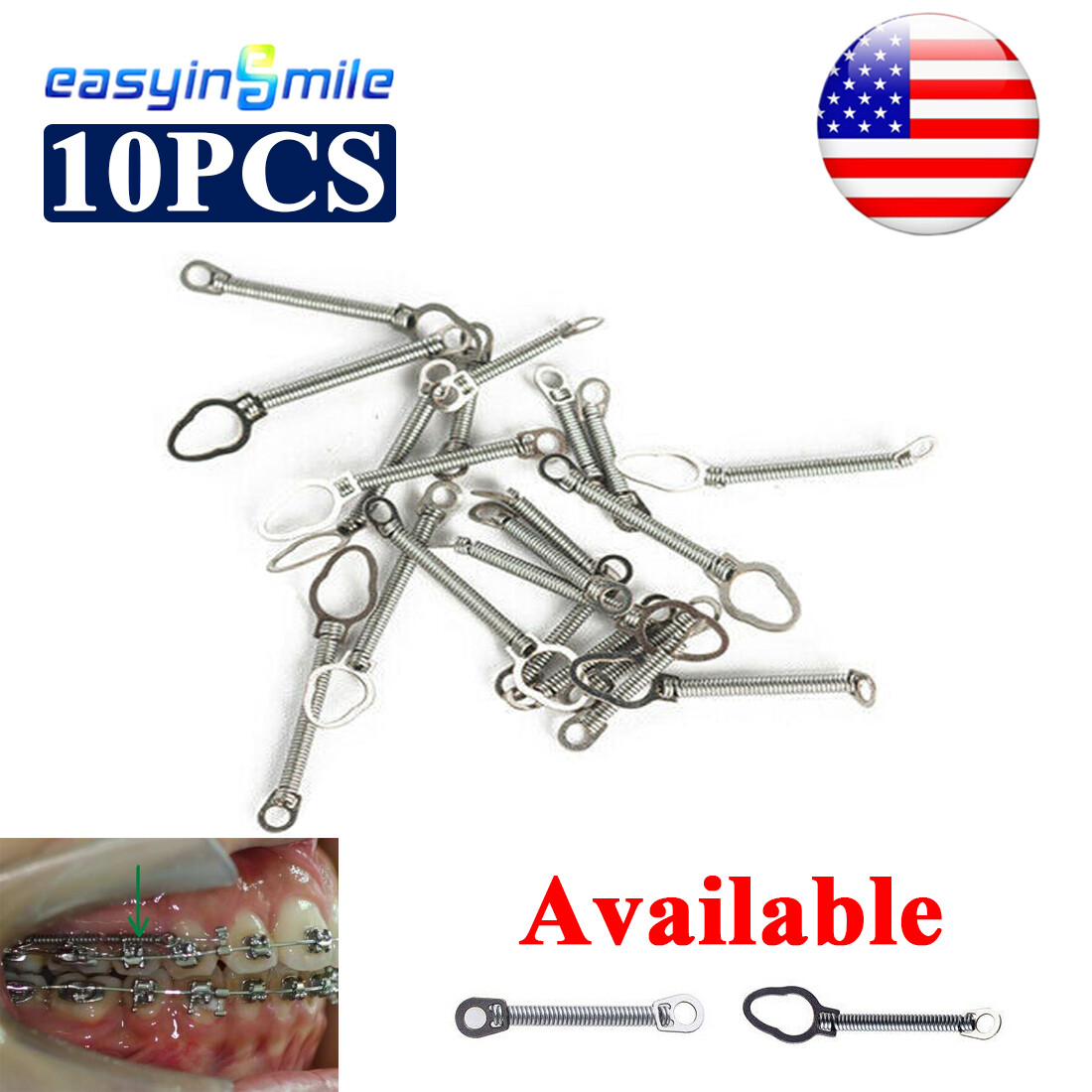 10X Dental Ortho Closed Coil Spring NITI Bracket Archwire 6/9/12MM 010/012 Force