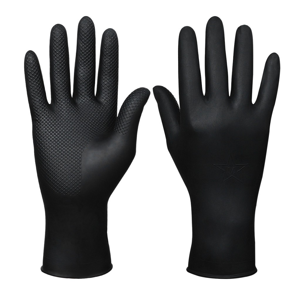 10Pcs Reusable Latex Hair Salon Gloves Black Lightweight Durable