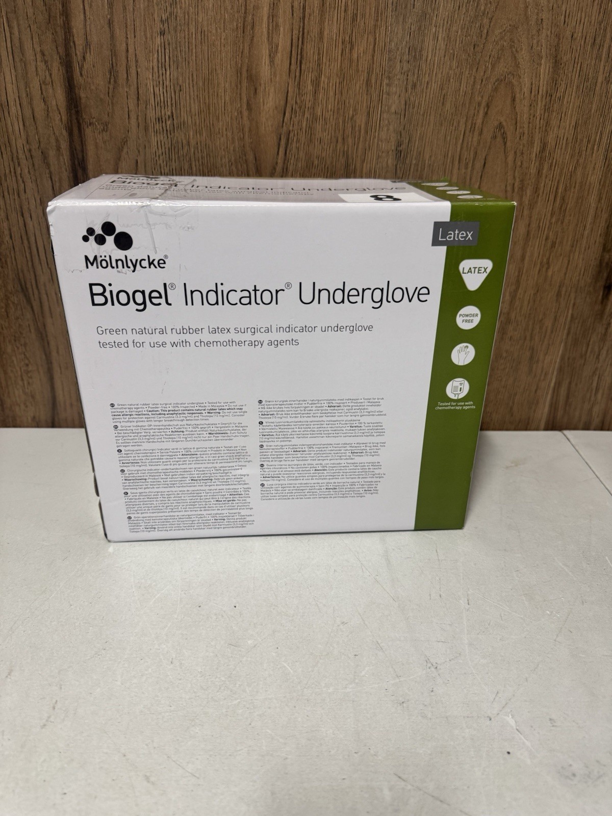 Mölnlycke Biogel Indicator Underglove Latex Size 8 Powder Free 50ct