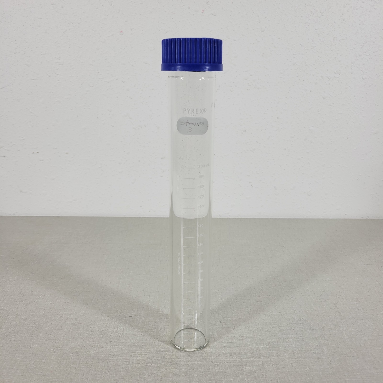Pyrex 200mL Hybridization Tube Bottle with GL45 Screw-On Lid Flat Bottom