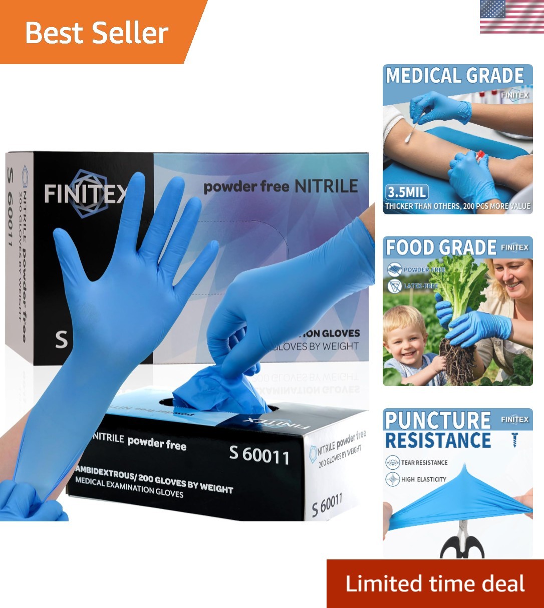 Large Nitrile Exam Gloves – 200 Count Disposable, Latex-Free, Water Resistant