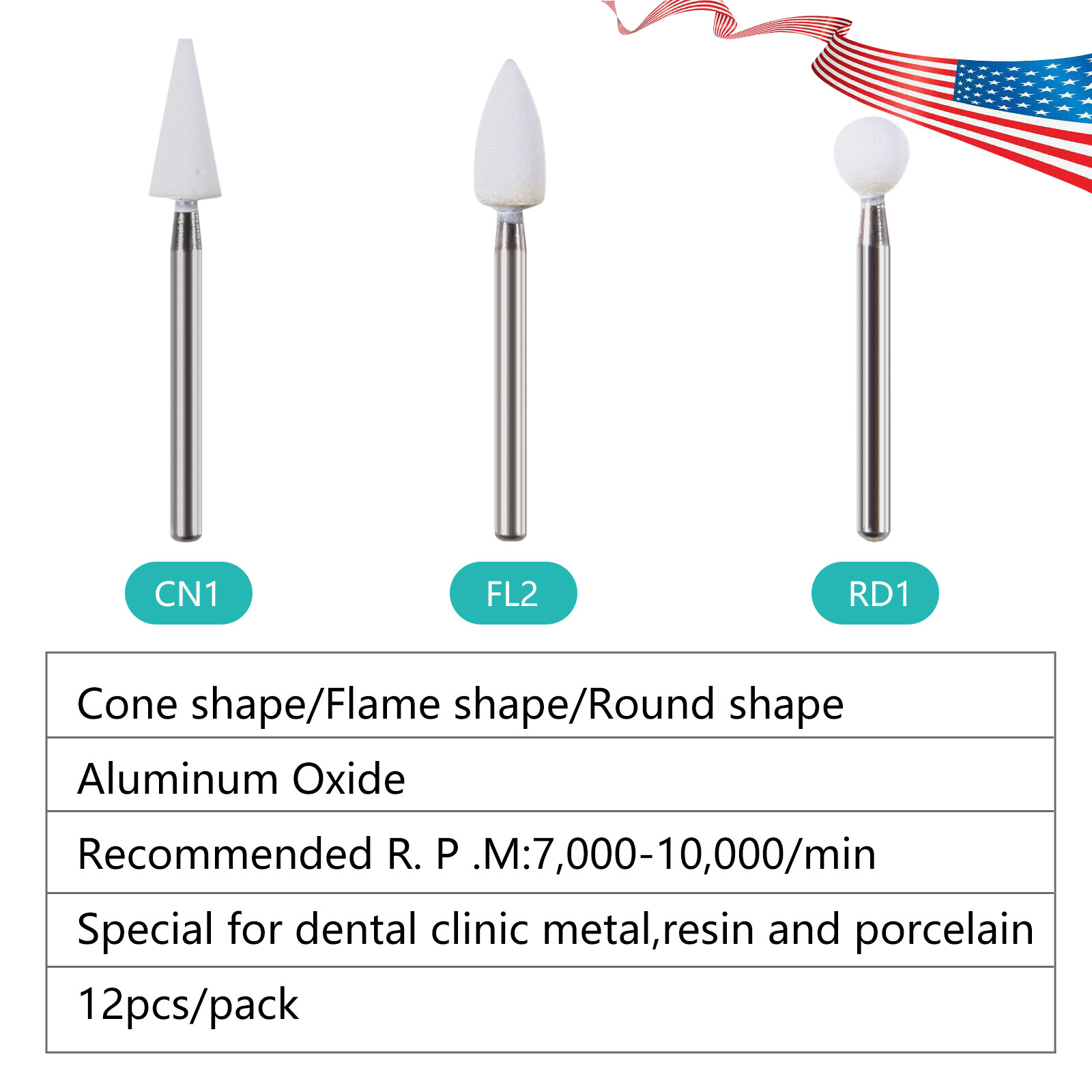 Dental White Stone Porcelain Polishing Burs FG /Composite Finishing Burs