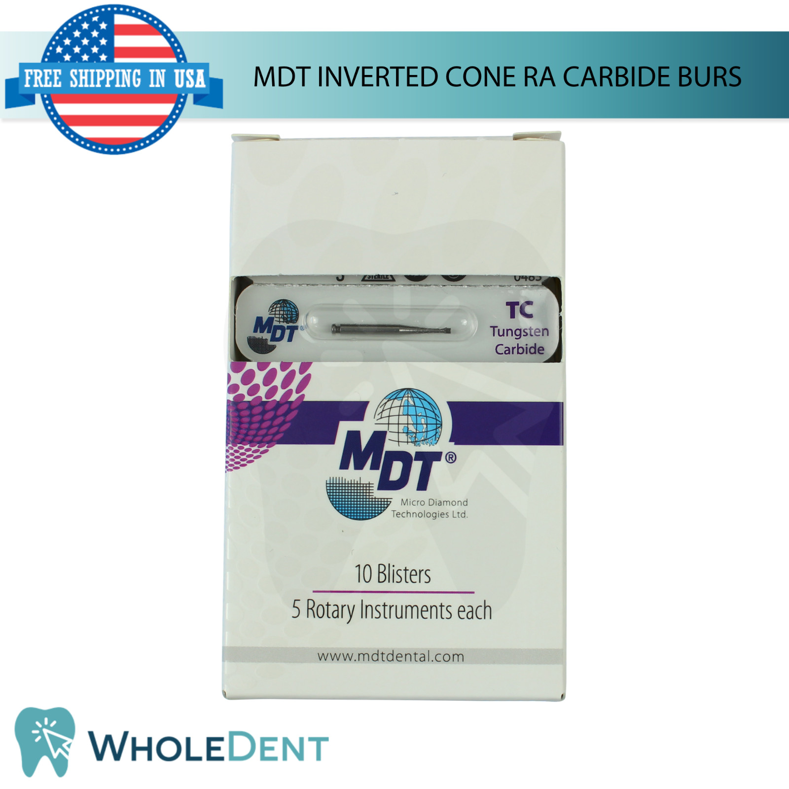 Dental MDT RA Carbide 0perative Inverted Cone Burs Cavity Preparation L19.0mm