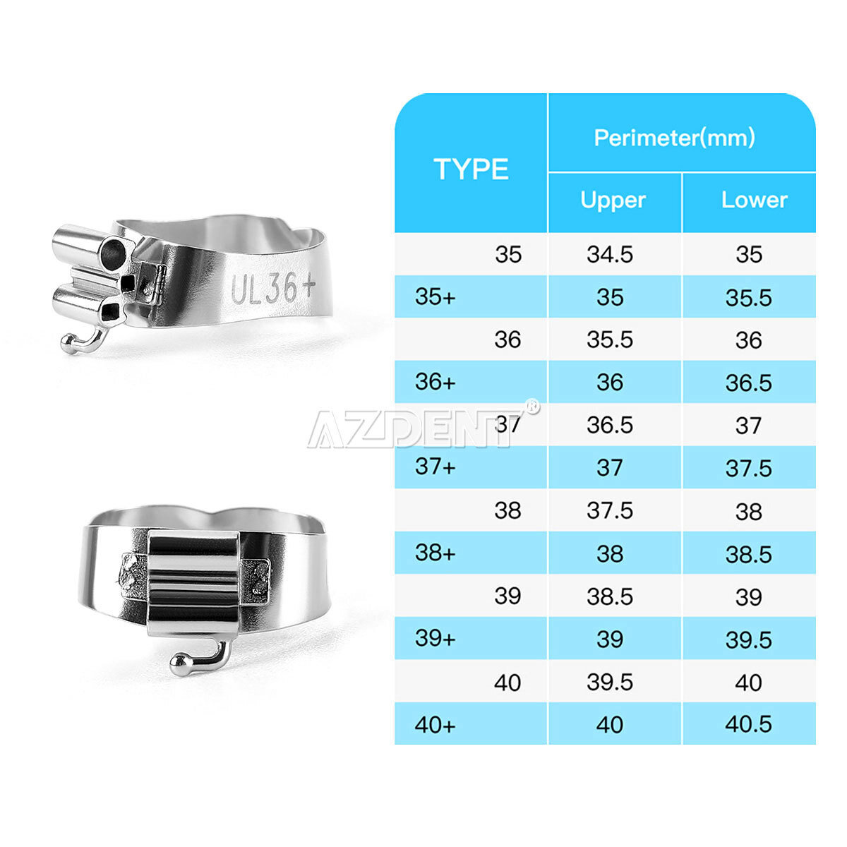 Dental Orthodontic Buccal Tube Bands Roth 022 Convertible U/3 L/2 For 1st Molar
