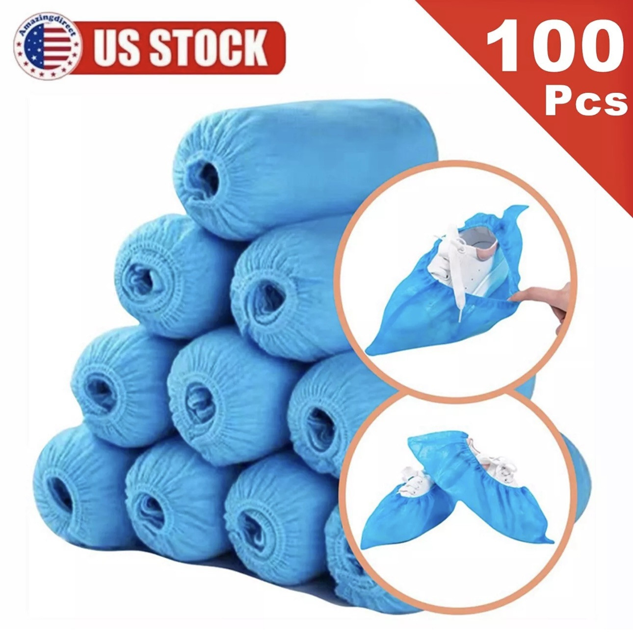 100Pcs Blue Disposable Shoe Covers Non-woven Non-Slip Resistant Dust proof NEW