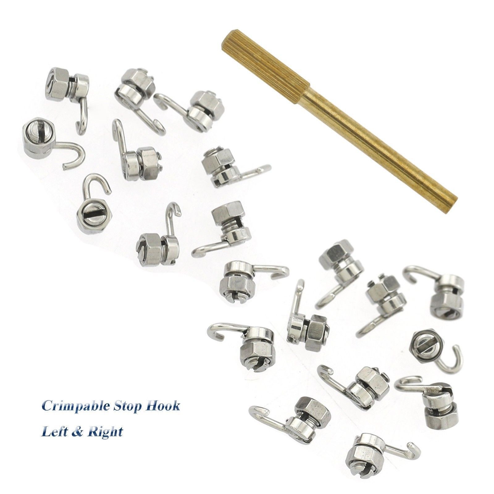 Dental Crimpable Hooks Stops Stainless Steel Hook Arch Wire Stop Lock Left/Right