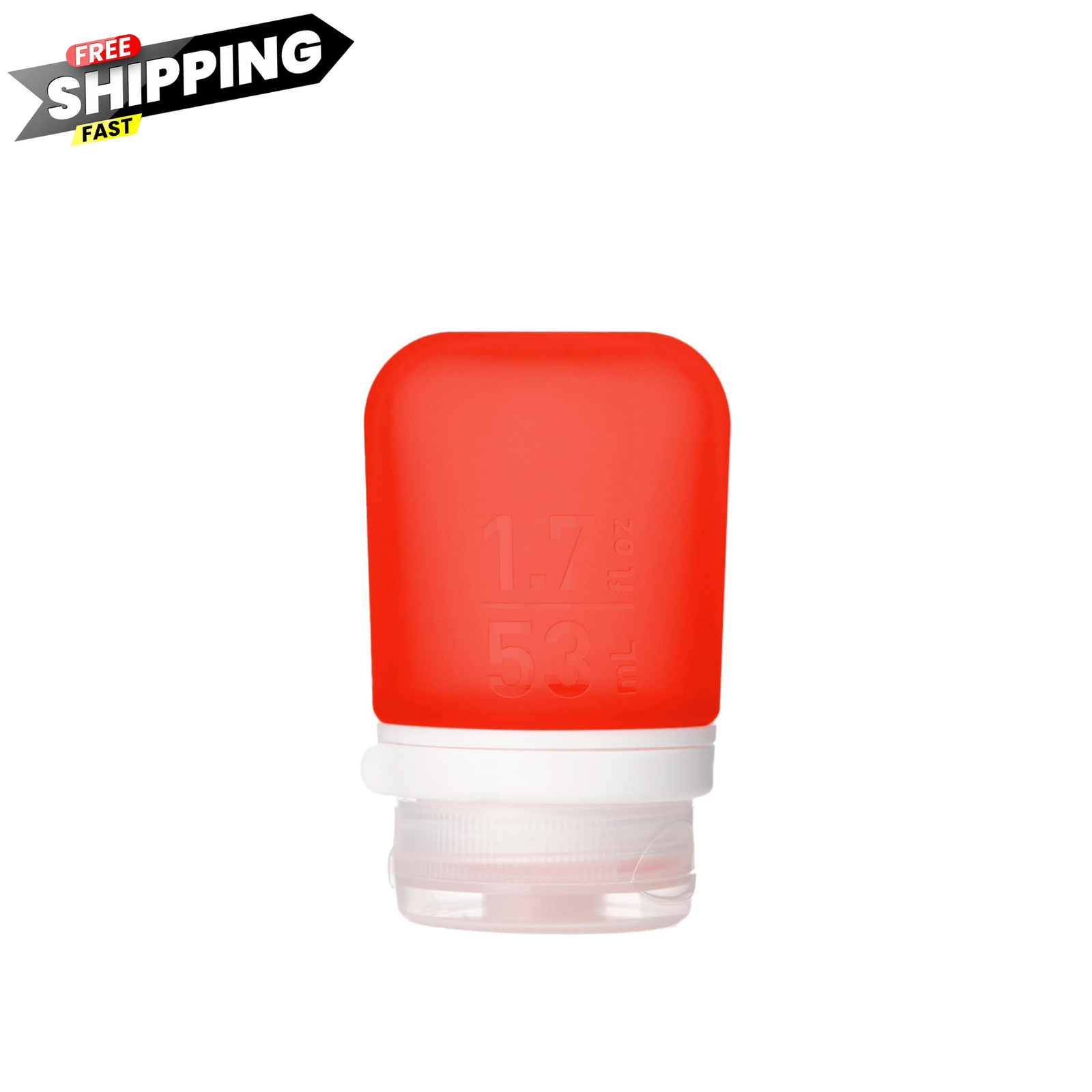 humangear GoToob+ (Small) | Refillable Silicone Travel Bottle 1.7 Ounces, Red