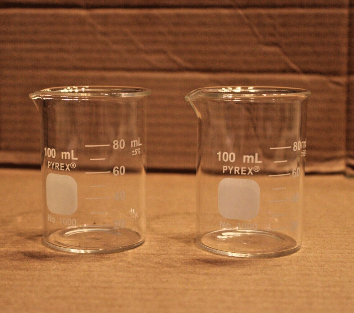 100 mL Pyrex Griffin Beaker (2 Pack) 1000-100 Lab Grade (Bulk Discounts)