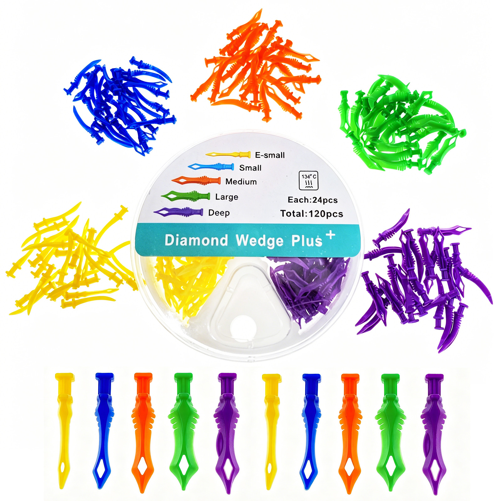 Dental Diamond Wedges Plastic Adaptive Interdental Teeth Gap Wedge Plus 120PCS/P