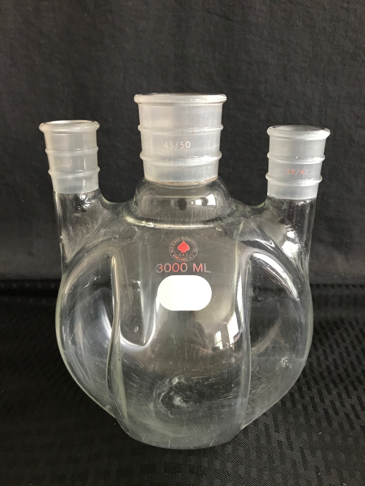 ACE Glass 3000mL 3-Neck Vertical 29/42 45/50 HW Round Bottom Distilling Flask