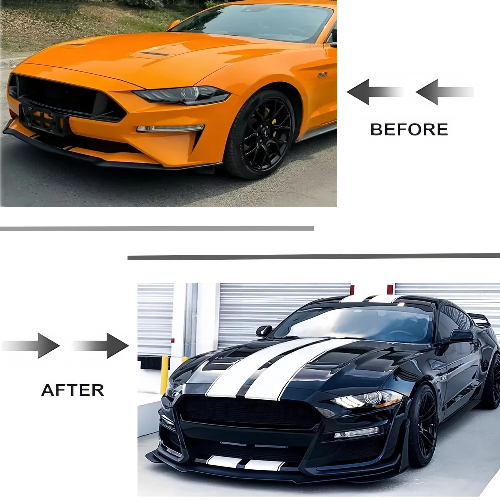 Front Bumper Lip with Corner Winglet Spliters for Ford Mustang 2015-2022