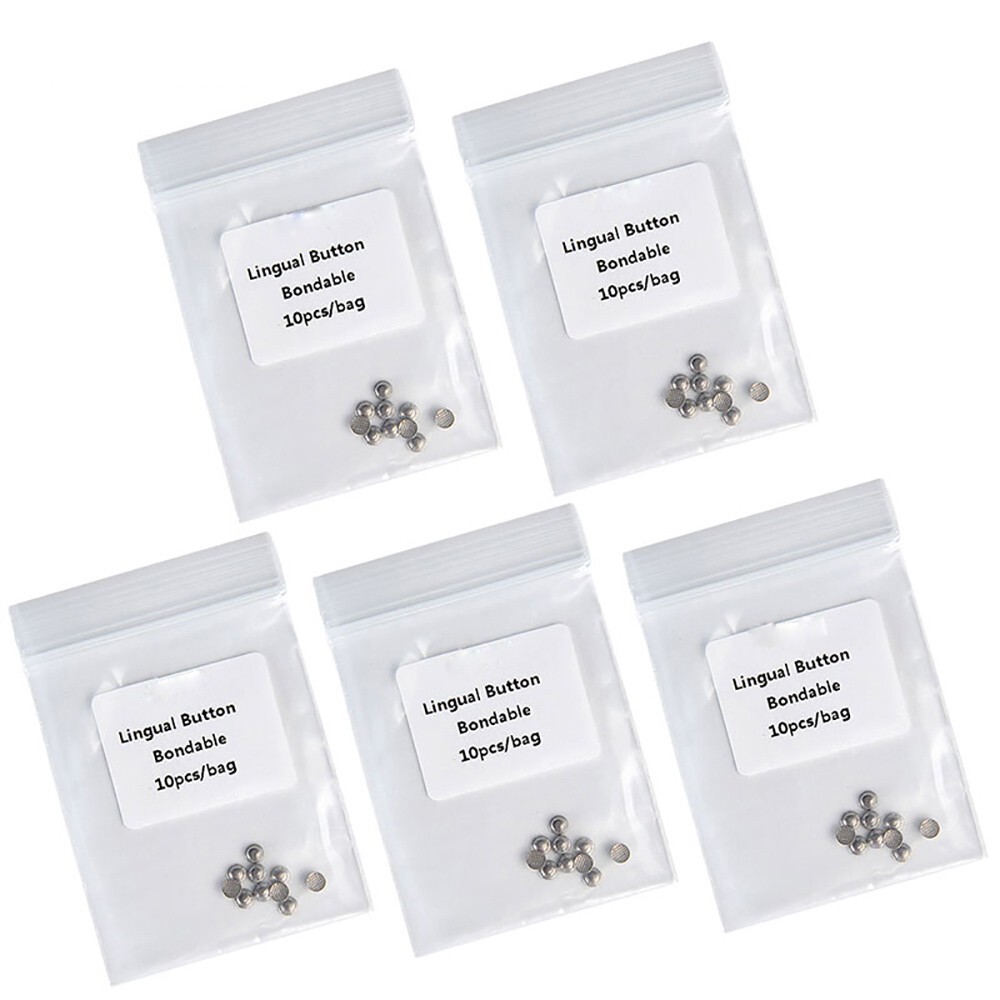 50 piezas Botones linguales de ortodoncia dental monobloque redonda adherible