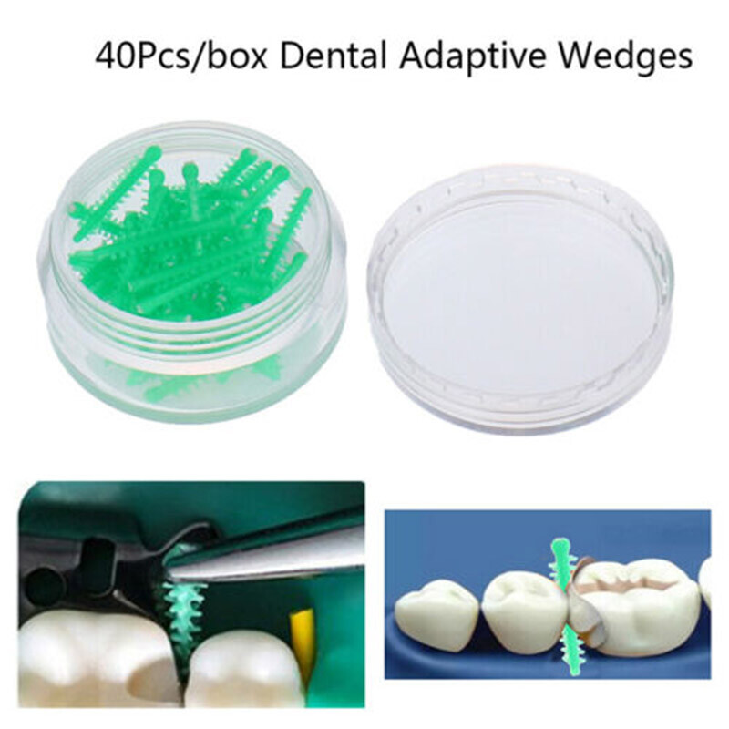 40 Pcs/Pack Dental Plastic Adaptive Wedges Green Consumables Wedges