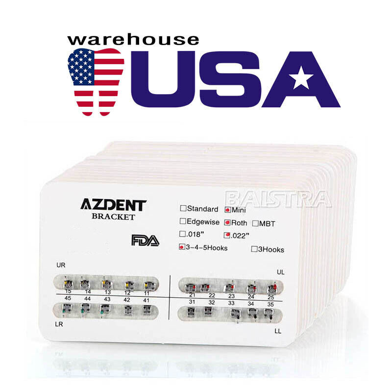 USPS 100X Dental Orthodontic Bracket Braces Mini Roth.022 Hooks 345 AZDENT
