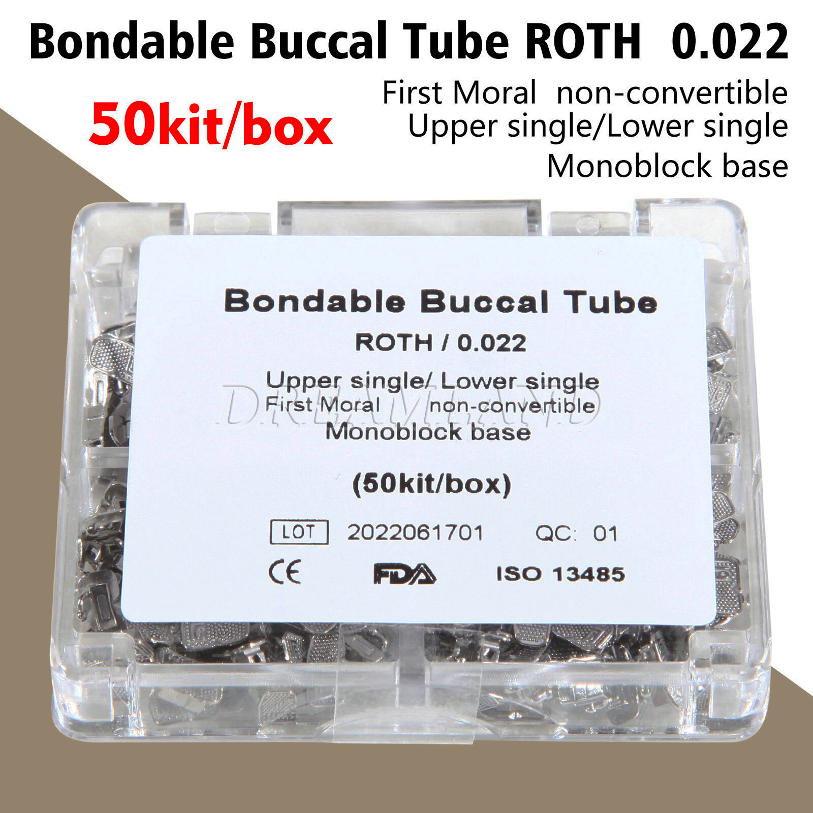 200Pcs Dental Orthodontic Buccal Tubes 1st Molar MBT/Roth 0.022 Monoblock CE FDA