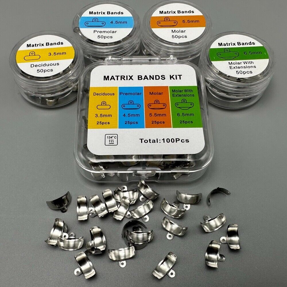 50 Pcs Dental Matrix Band 3D Hole Protrusions Contoured Matrices 3.5mm-6.5mm