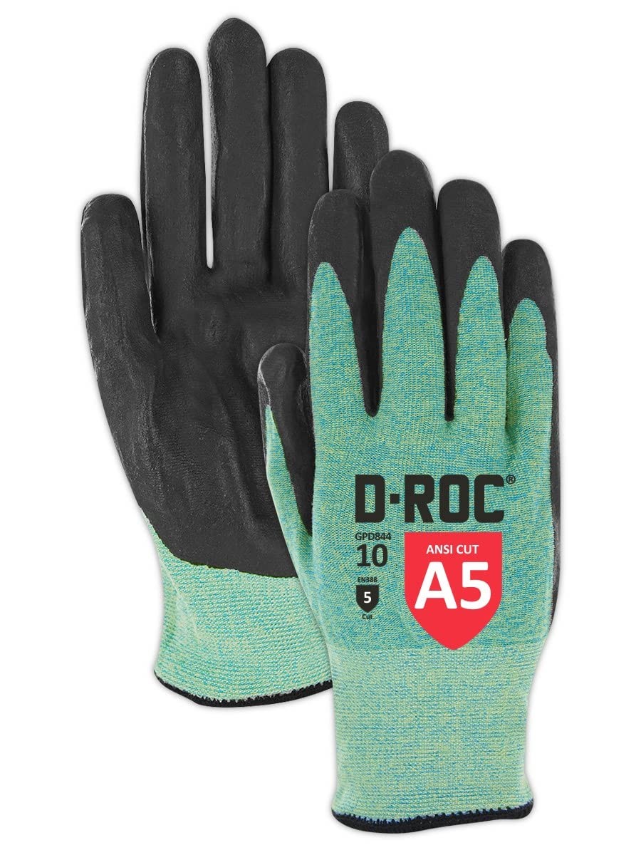 Magid D-Roc Ansi A5 Heat-Resistant Foam Nitrile Coated Work Gloves 3 Pairs Size