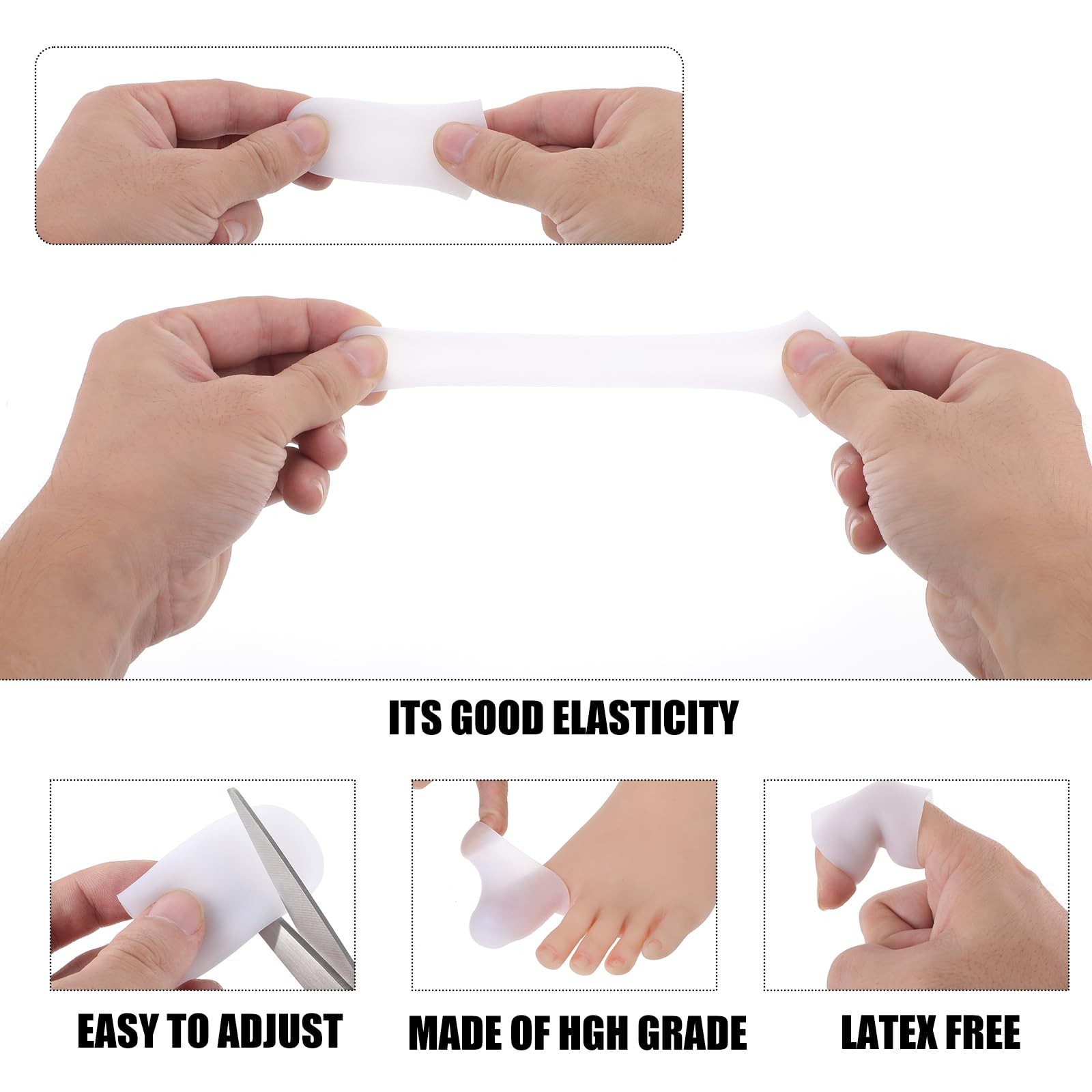 10 Pack Extra Large Silicone Toe Cap and Protector for Big Toe, Large, White
