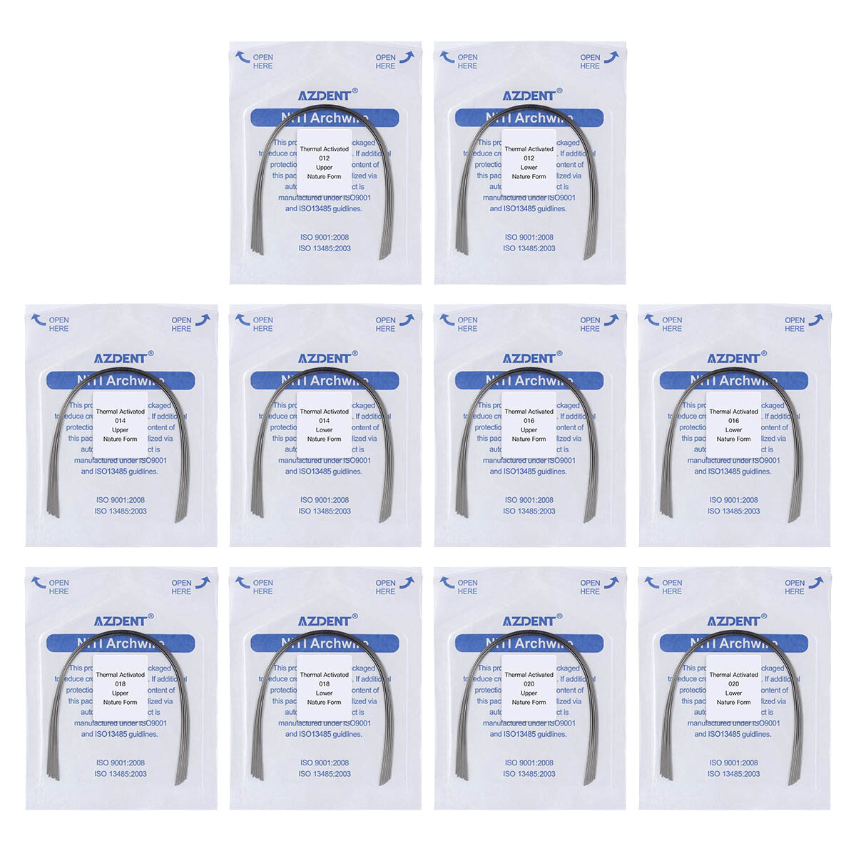 10pcs AZDENT Dental Orthodontic Thermal Activated Niti Round Arch Wire Nature