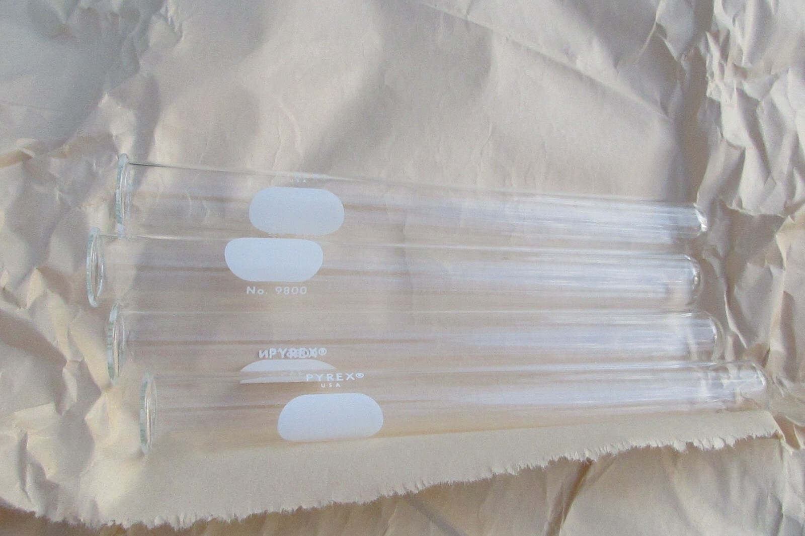 Pyrex Glass Test Tubes 15 cm and filter paper