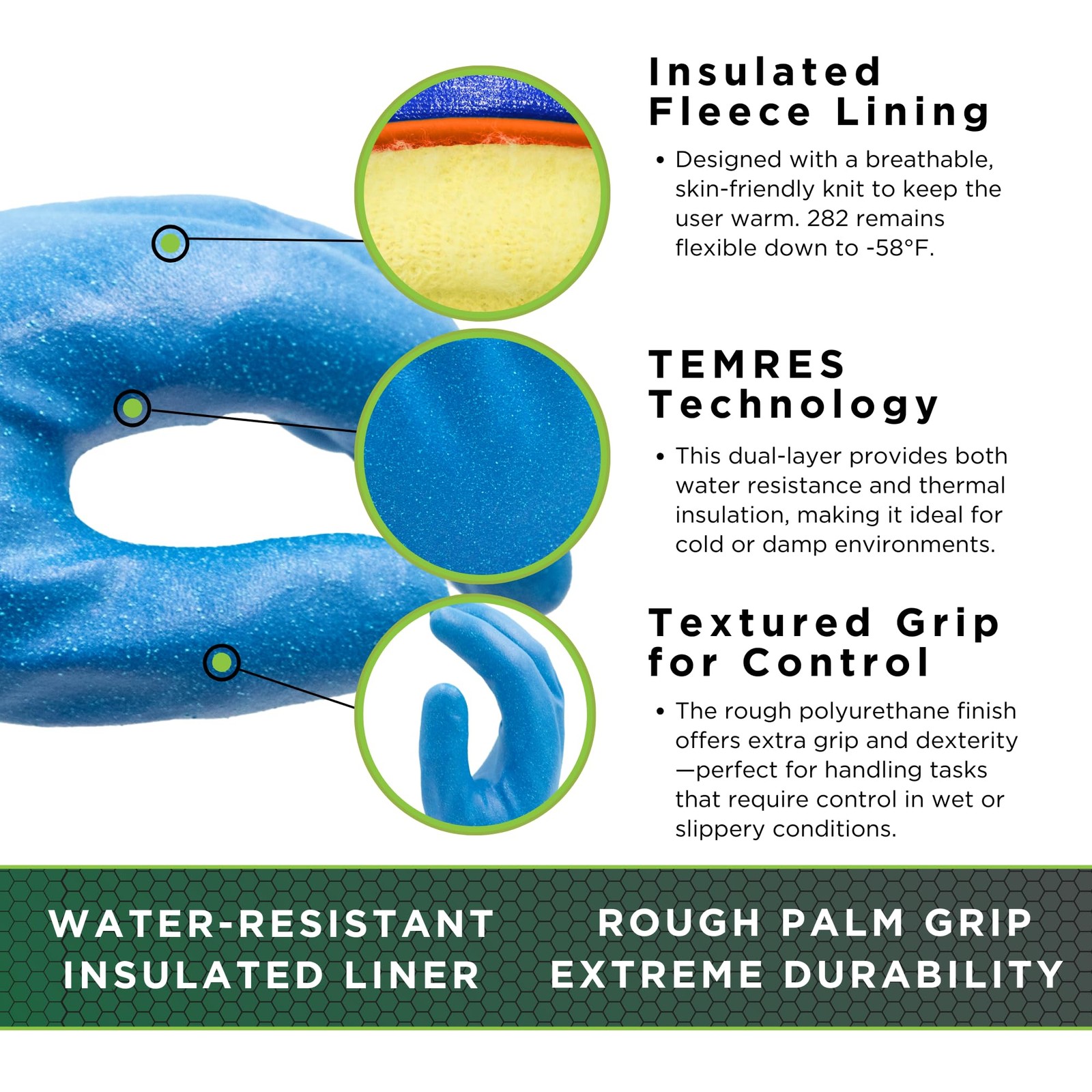 Showa Temres 282 Waterproof Insulated Winter Work Gloves Breathable