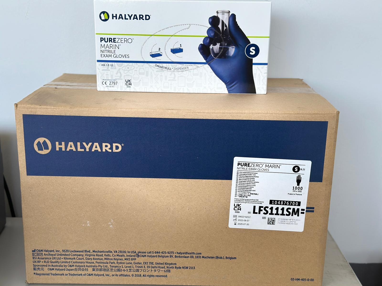 HALYARD Nitrile Exam Gloves, 9.5 Inches Length, 5 Mil, Blue Size S Case of 1000