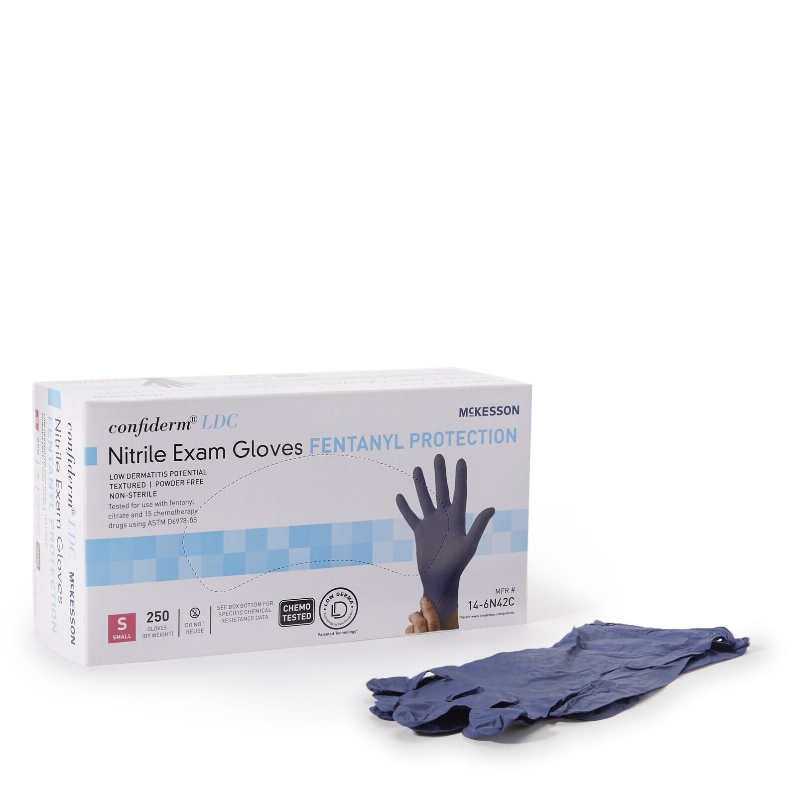 McKesson Confiderm 3.8 Nitrile Exam Gloves Powder-Free – Small – Blue