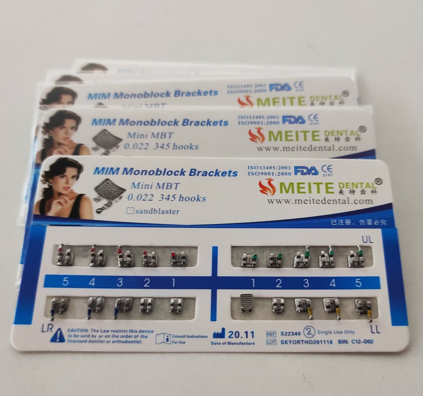 10 Sets Dental Brackets Braces Mini MBT 022 345 Hooks Mesh Base MIM Monoblock