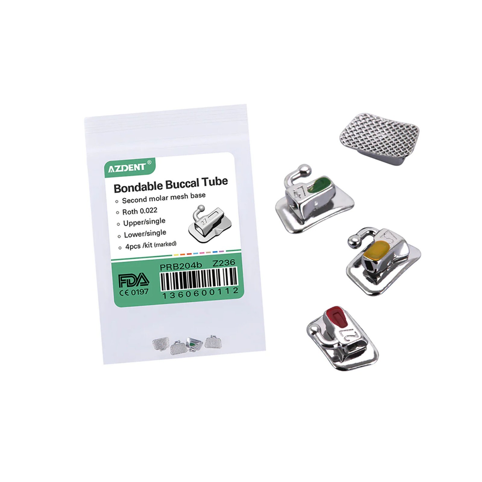 40 Sets AZDENT Dental Orthodontic Buccal Tubes Bondable 2nd Molar R0.022 -160pcs