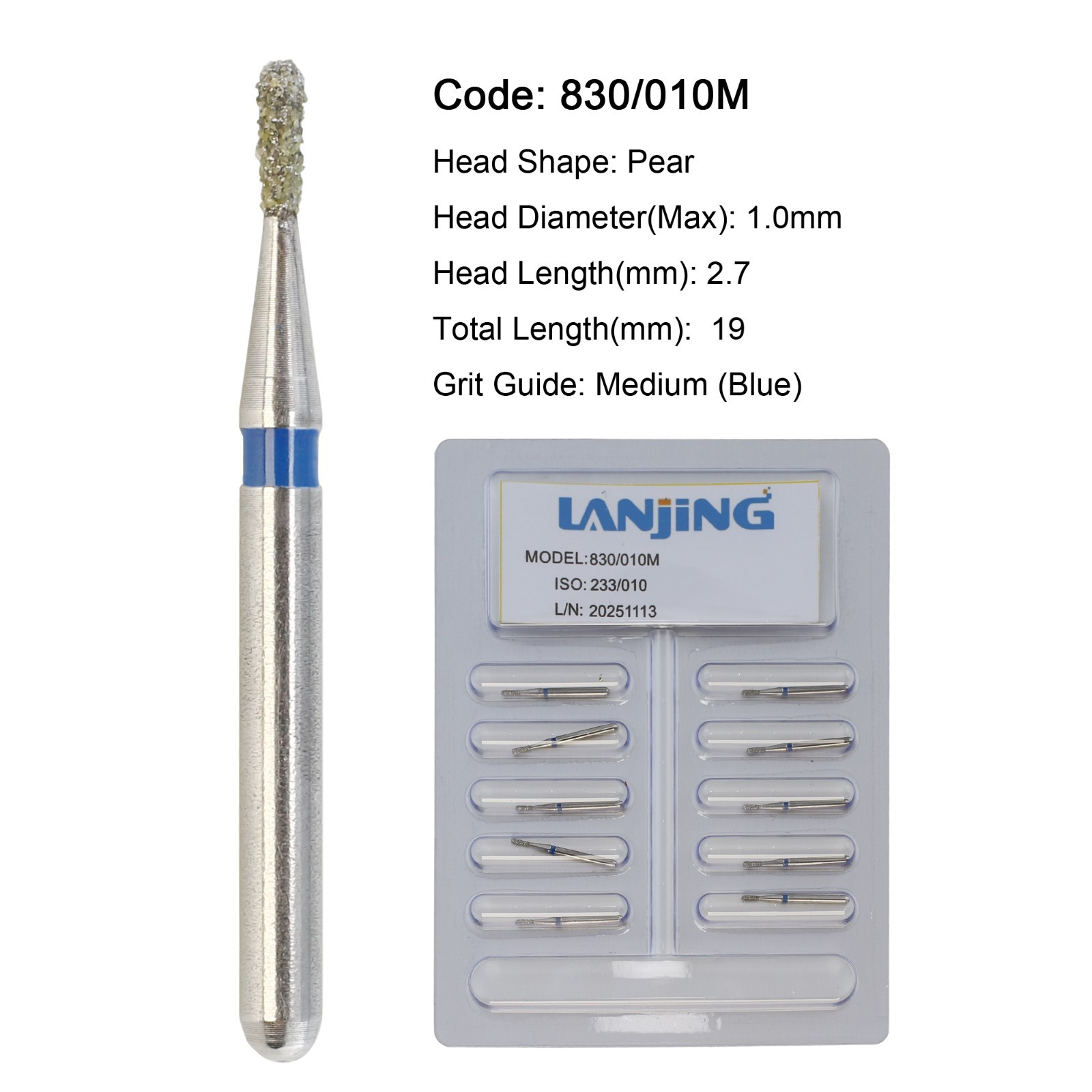 Dental Diamond Burs FG Egg Football Barrel Pear 330 High Speed Friction Grip 379