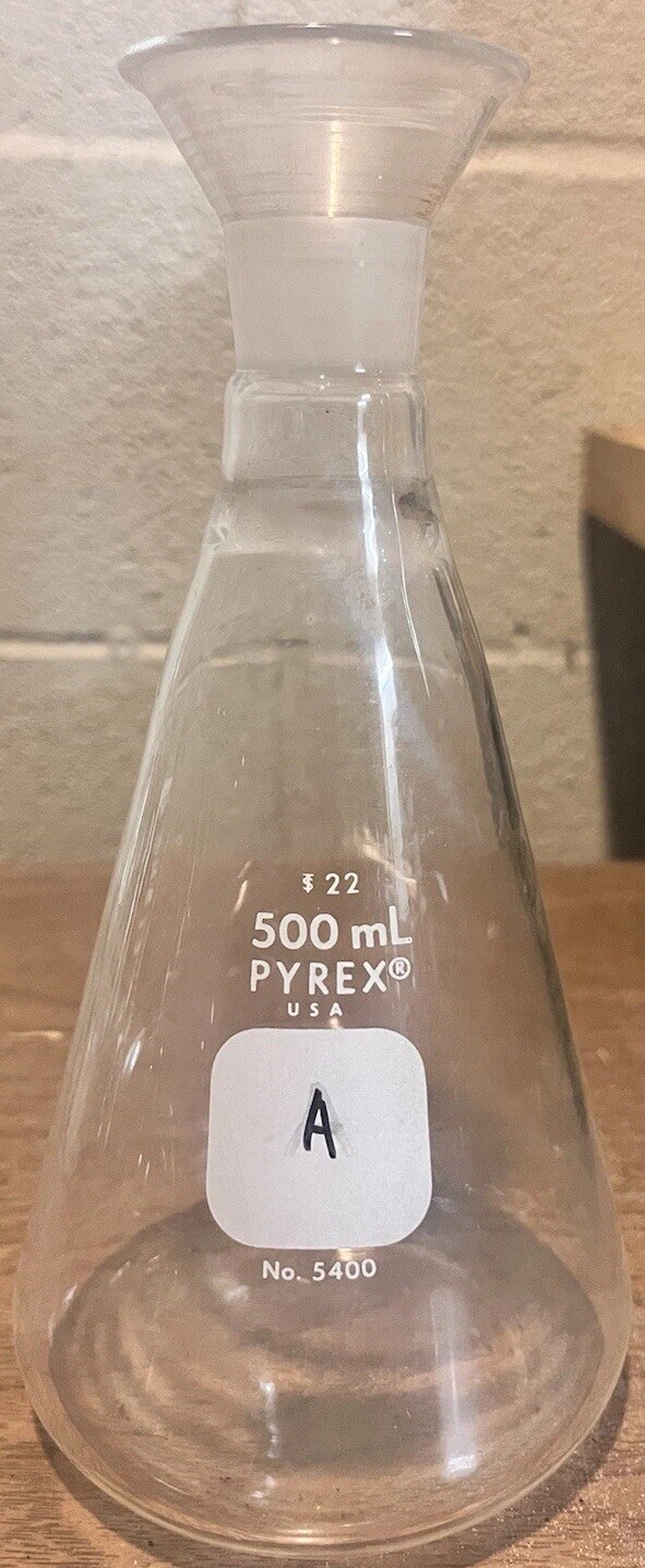 Pyrex USA 500ml Wide Mouth Filter Erlenmeyer Flask Size 22 Fitting No. 5400