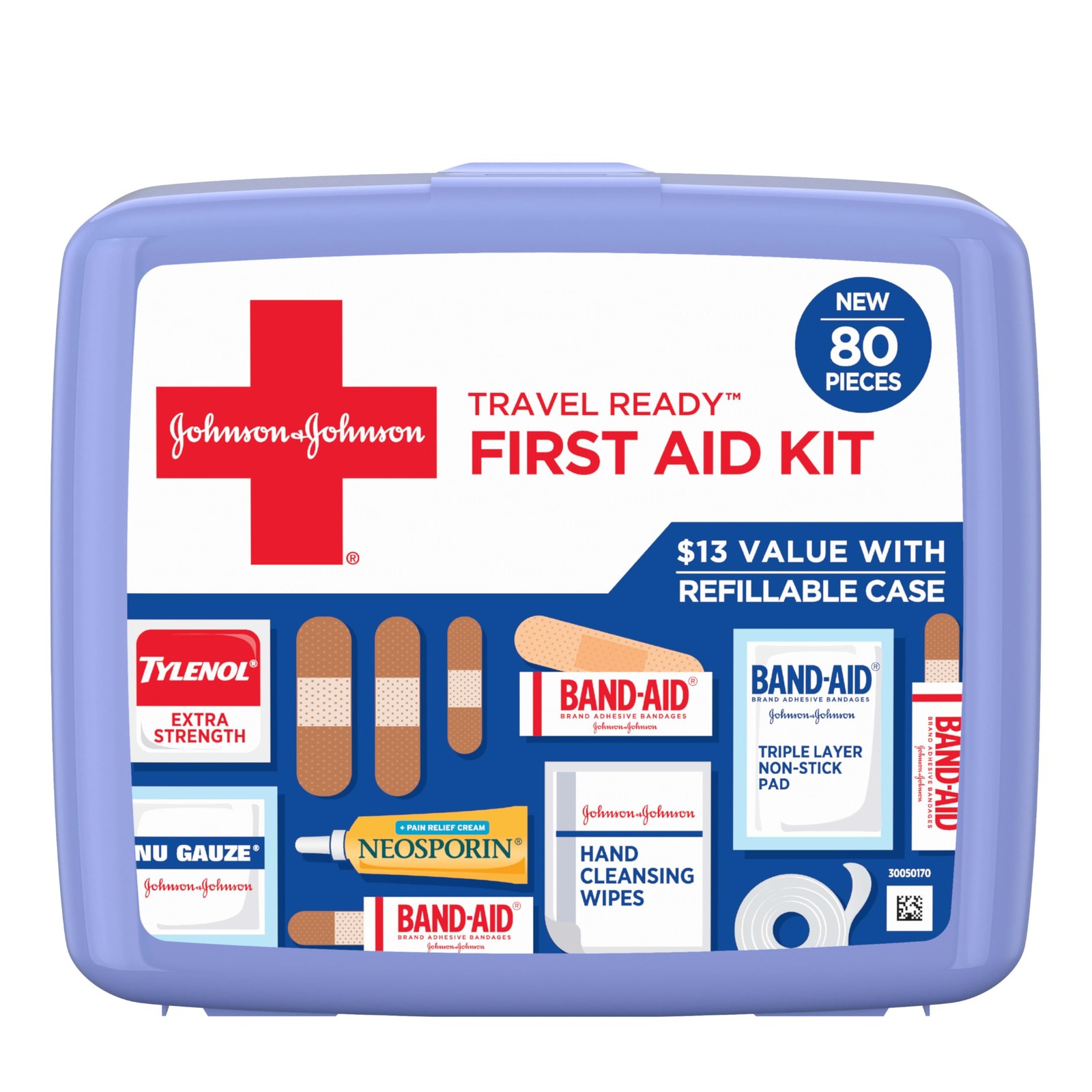 Band-Aid Brand Travel Ready Portable Emergency First Aid Kit For Minor Wounds