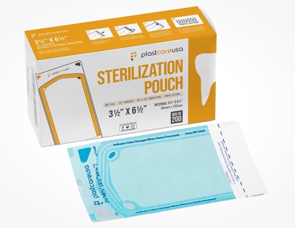 200 Self-Sealing Sterilization Pouch, 3.5″ x 6.5″ (5.25) Paper/Blue Film (1 Box)