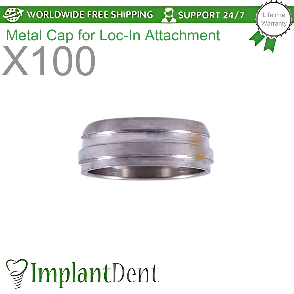 100x Metal Cap Housing Loc-In Overdenture Attachment Dental Accessories Lab