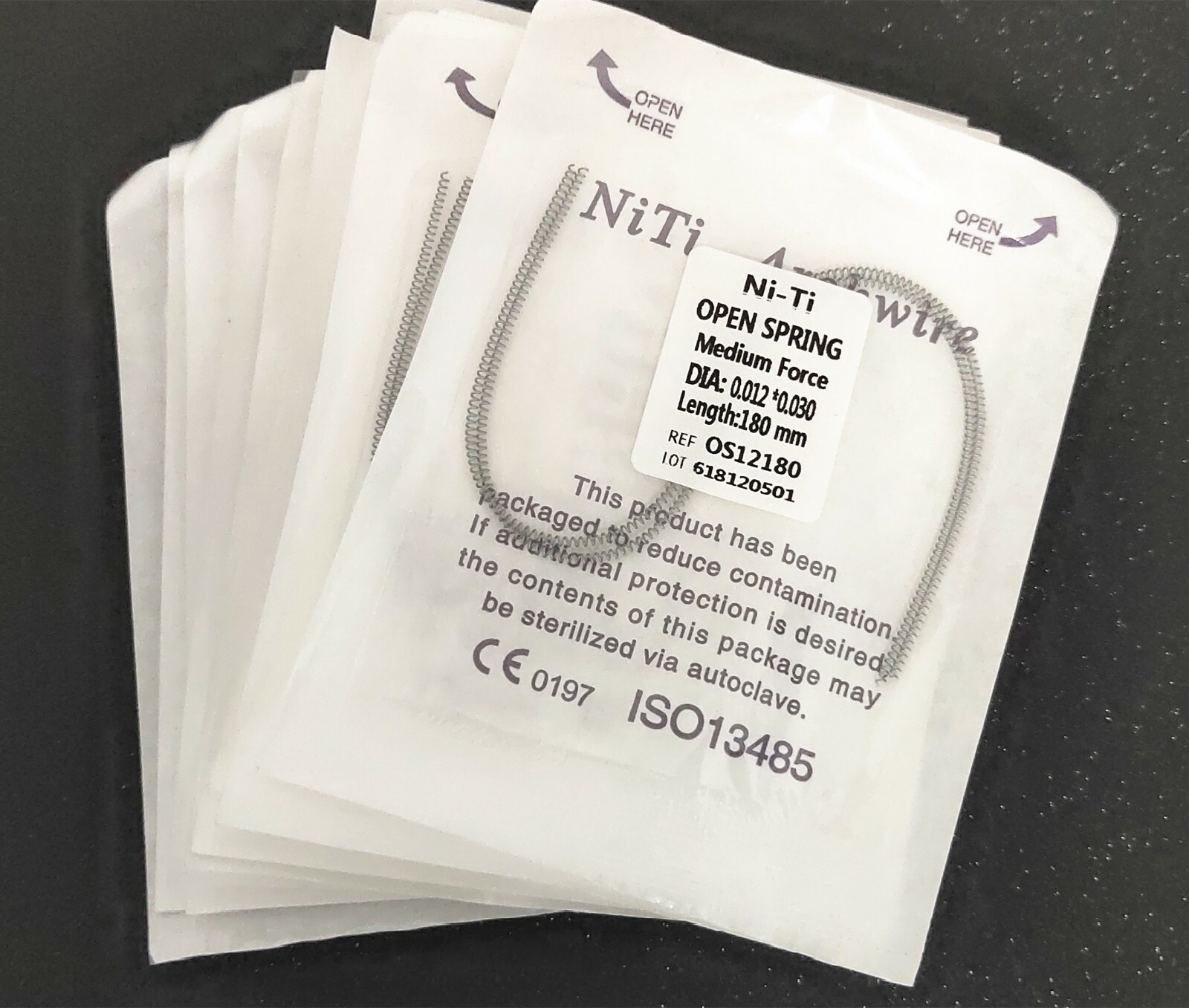 10 Packs 012*180mm Dental Niti Alloy Open Coil Spring Medium Force 2pcs/Pack