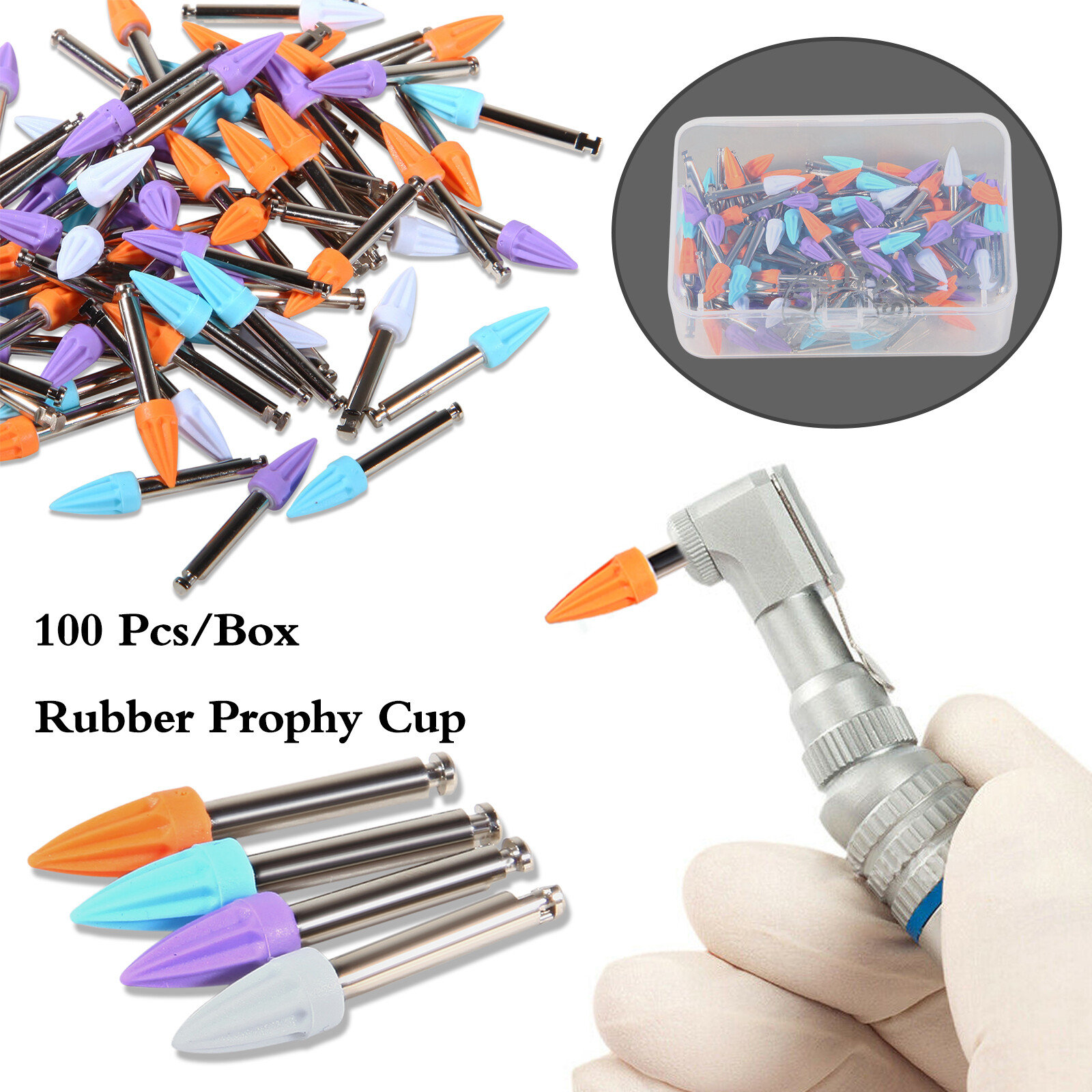 100PCS Prophy Cup Latch Type RUBBER DENTAL TOOTH POLISHING CUP Tapered shape