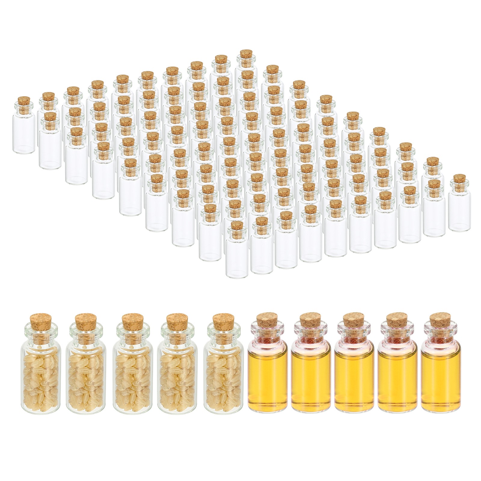 4ml Tiny Glass Bottles Vials 100Pcs Mini Clear Bottles Glass with Cork Stoppers