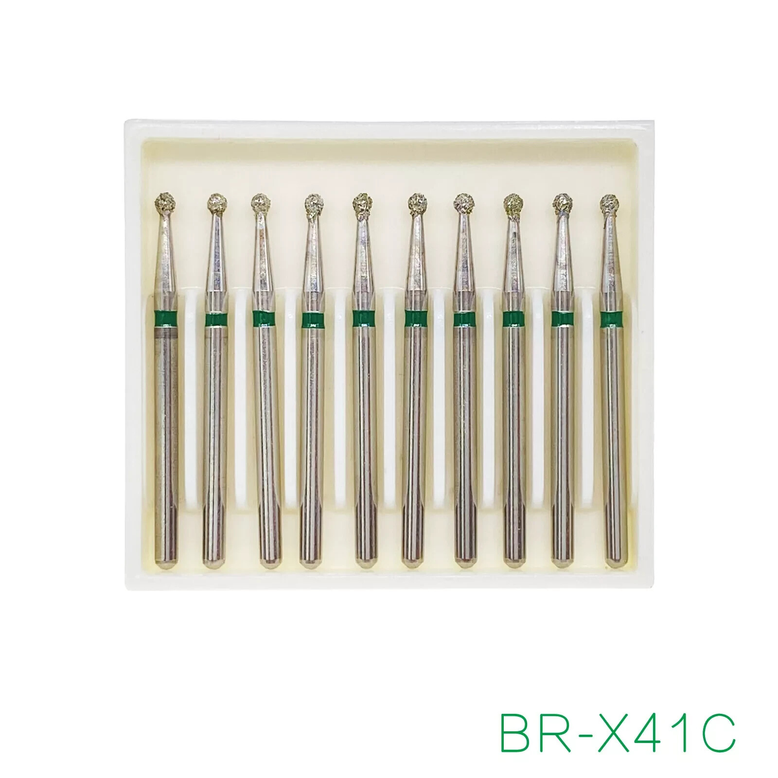 10Pcs Dental Ball Round BR-X41C Surgical Dental High Speed Handpiece Diamond Bur
