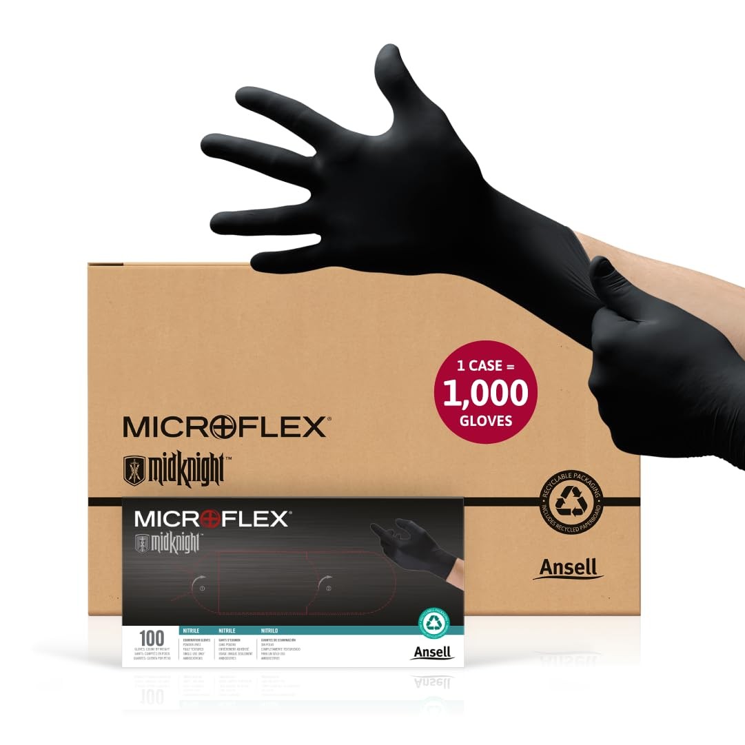 MidKnight Nitrile Gloves Small Pack of 1000 Black Protective Disposable Gloves