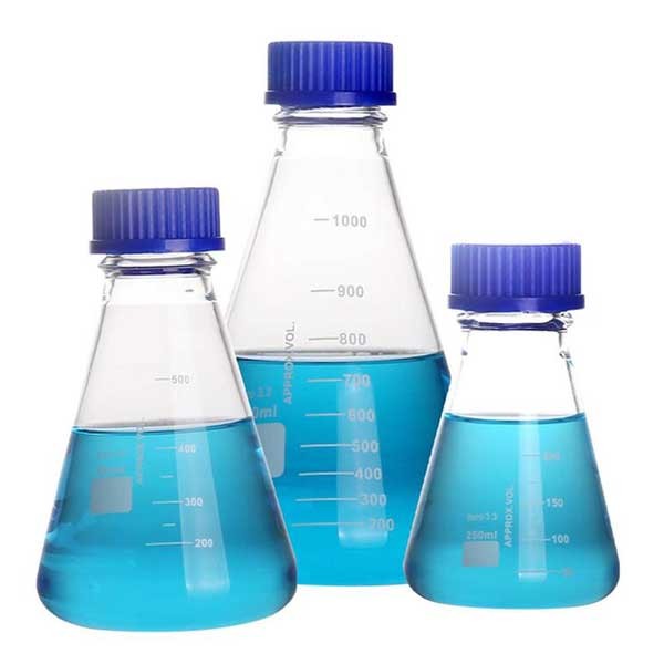 50ml – 1000ml Transparent Erlenmeyer Flask with Blue Cap Laboratory Glassware CA