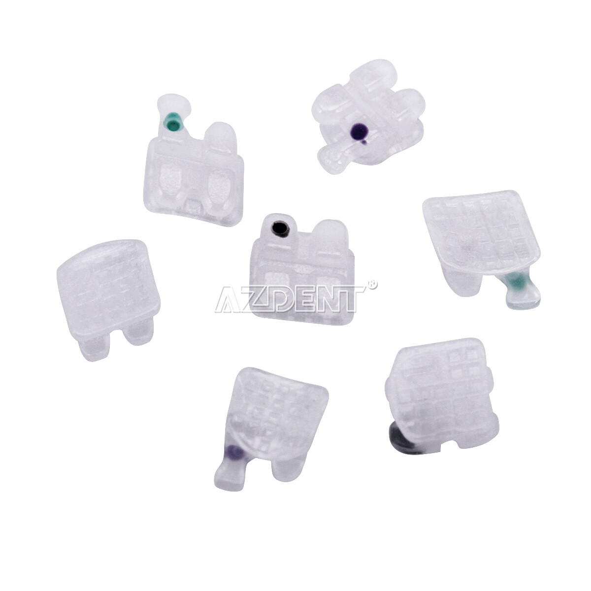 Dental Orthodontic Ceramic Brackets 5*5 Braces Roth.022 Hooks 3-4-5 AZDENT