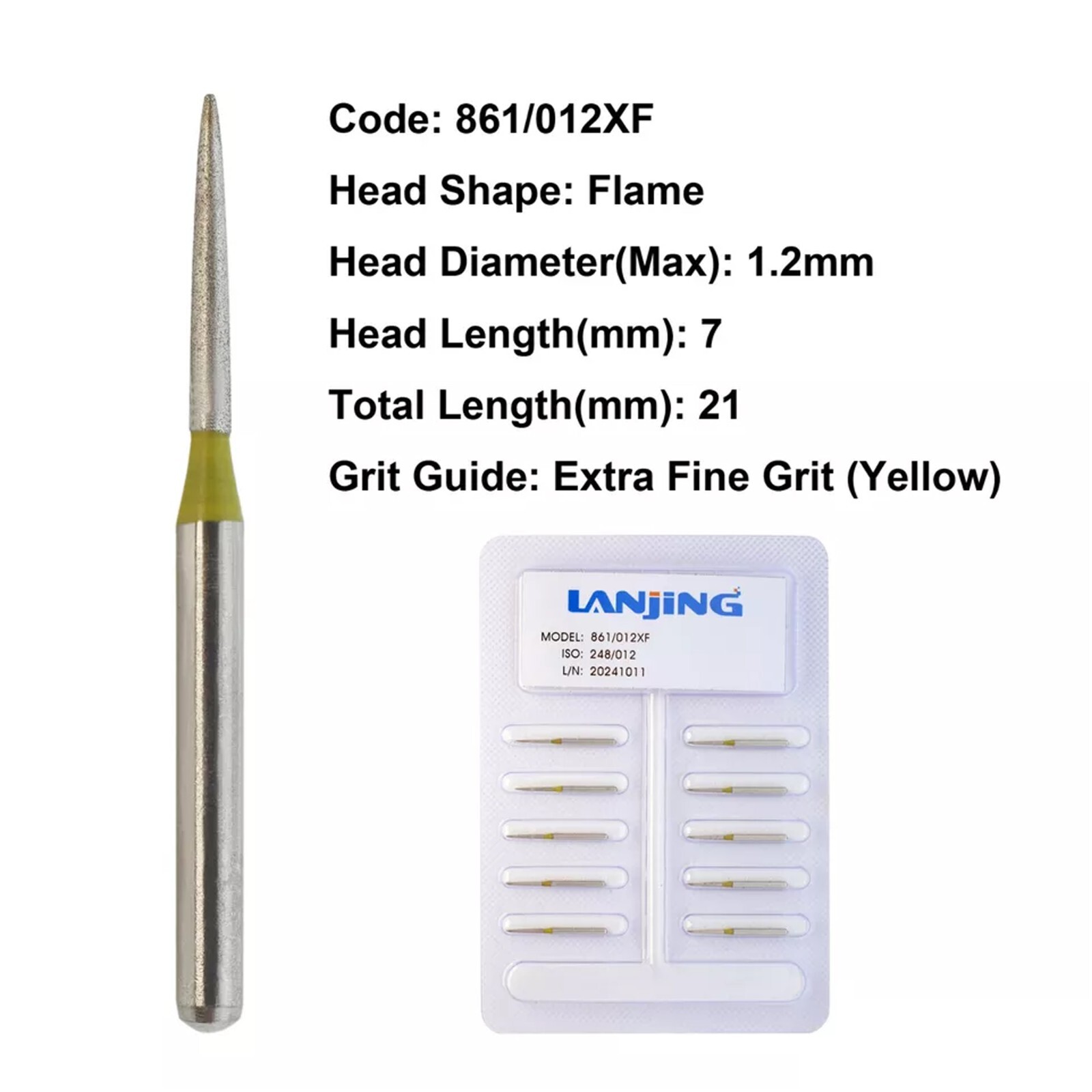 Dental Diamond Burs FG Flame Shape Extra Fine Coarse High Speed Friction Grip