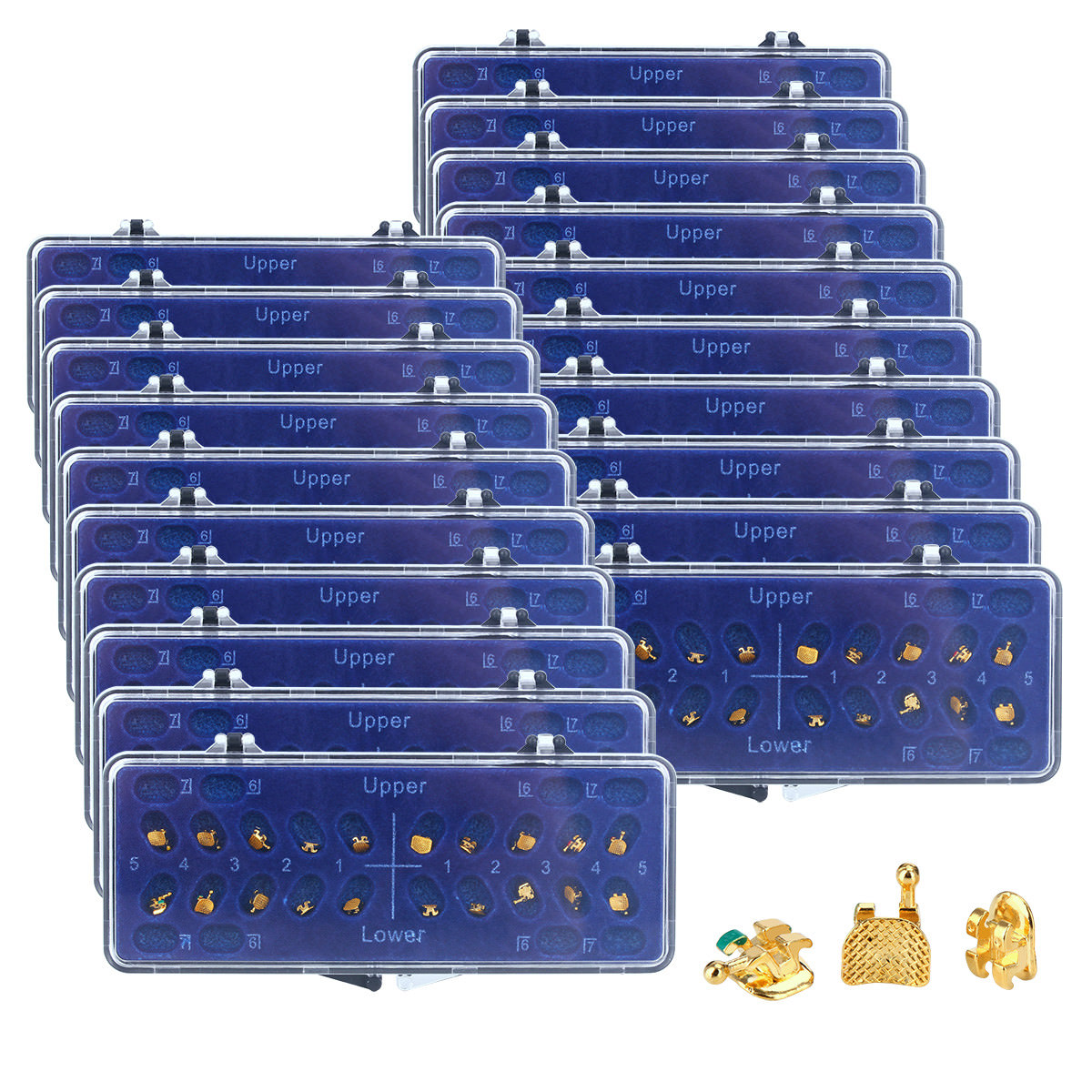 Dental Orthodontic Brackets Braces 24K Gold Plated Roth/MBT.022 345 Hooks UP/LOW